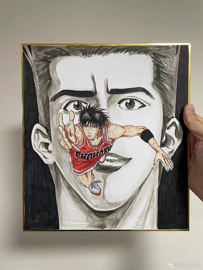 Educational counterfeit reference image (02e60300gy1hkt3w3f49aj20zk1bfwju). — educational counterfeit (FAKE) shikishi reference associated with Takehiko Inoue