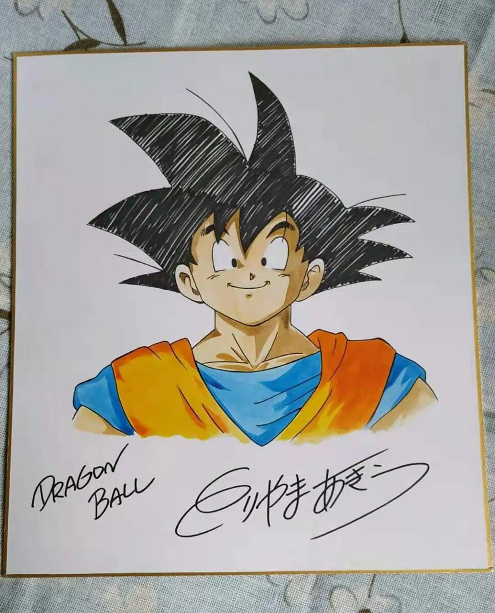 Educational counterfeit reference image (hand-drawn-signed-Toriyama-Akira-autographed-Shikishi-Card-Board-rare-27-24-cm-102019D). — educational counterfeit (FAKE) shikishi reference associated with Akira Toriyama