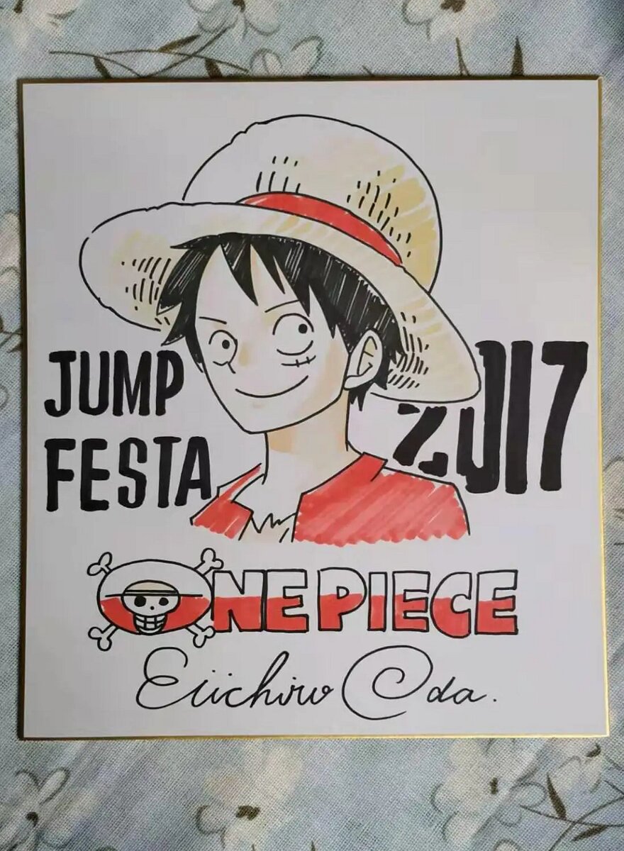 Educational counterfeit reference image (Elle-izilmi-Eiichiro-Oda-tek-par-a-mzal-Shikishi-sanat-kurulu-nadir-112019E). — educational counterfeit (FAKE) shikishi reference associated with Eiichiro ODA