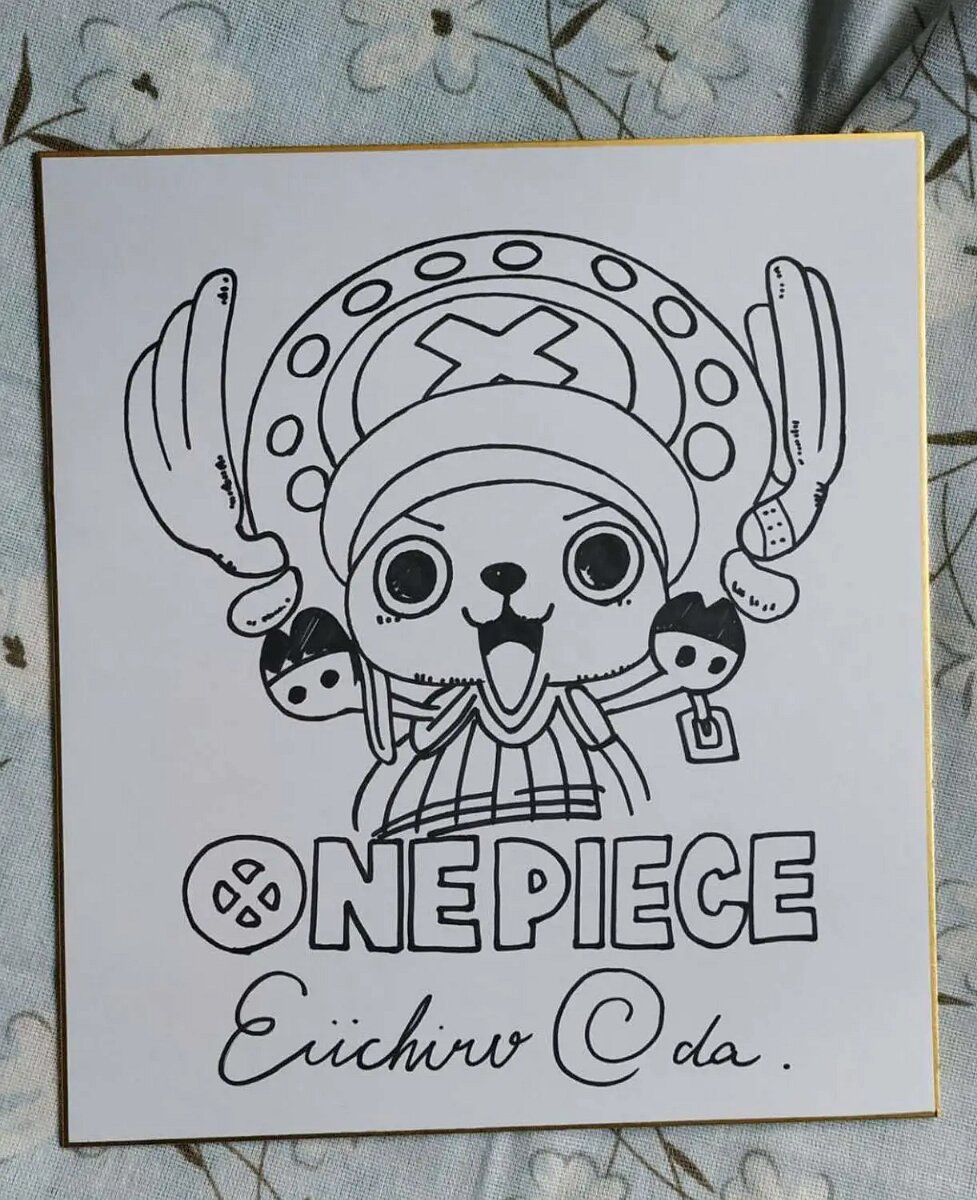 Educational counterfeit reference image (Hand-gezogen-Eiichiro-Oda-EIN-ST-CK-signiert-Shikishi-Kunst-Board-272-242-062020C). — educational counterfeit (FAKE) shikishi reference associated with Eiichiro ODA
