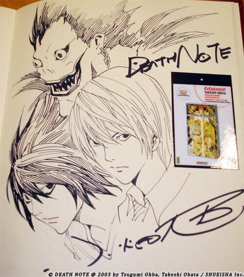 Educational authentic reference image (dedicace_obata_2). — educational authentic (REAL) shikishi reference associated with Takeshi Obata