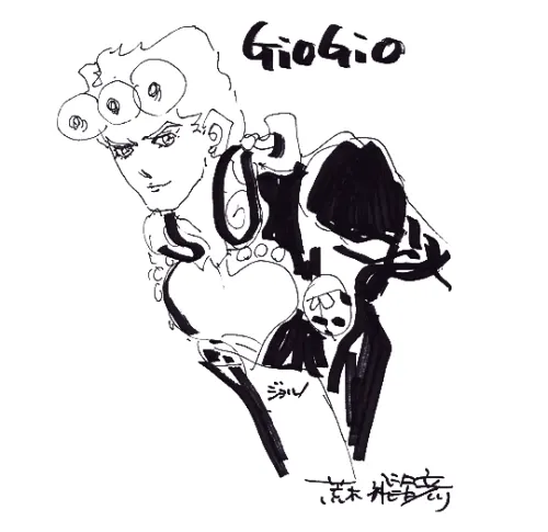 Educational authentic reference image (tumblr_b4c14f6692bef797650d725b38de1eef_570c785f_500). — educational authentic (REAL) shikishi reference associated with Araki Hirohiko