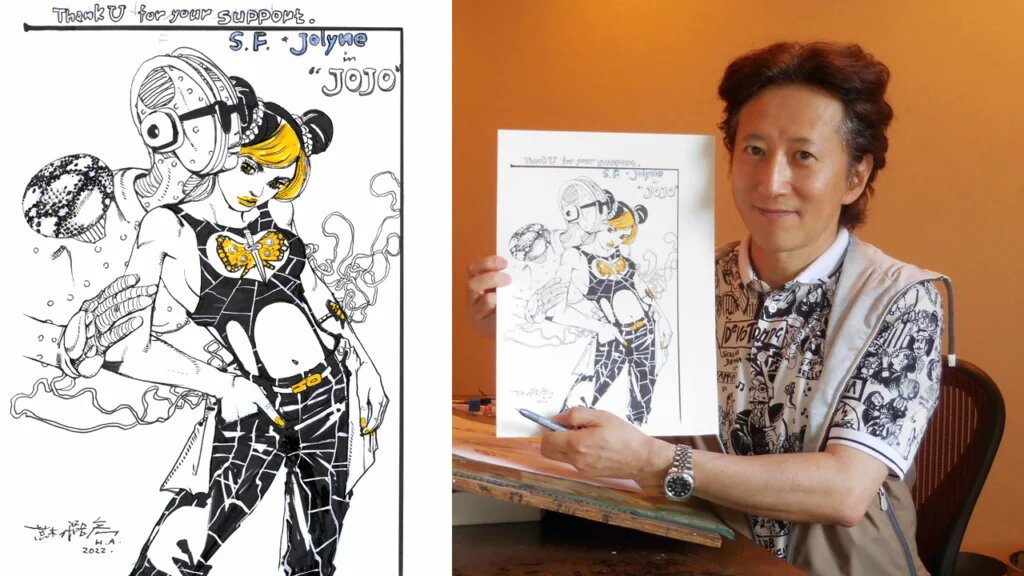 Educational authentic reference image (Araki-Anime-Expo-1024x576). — educational authentic (REAL) shikishi reference associated with Araki Hirohiko