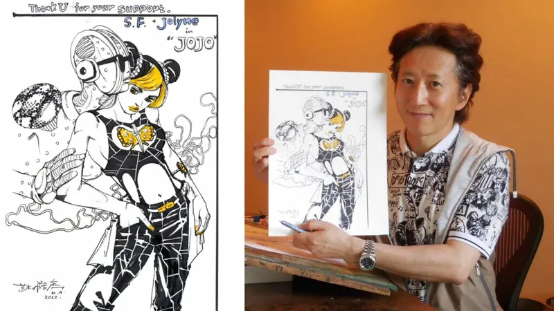 Educational authentic reference image (Araki-Anime-Expo-1024x576). — educational authentic (REAL) shikishi reference associated with Araki Hirohiko