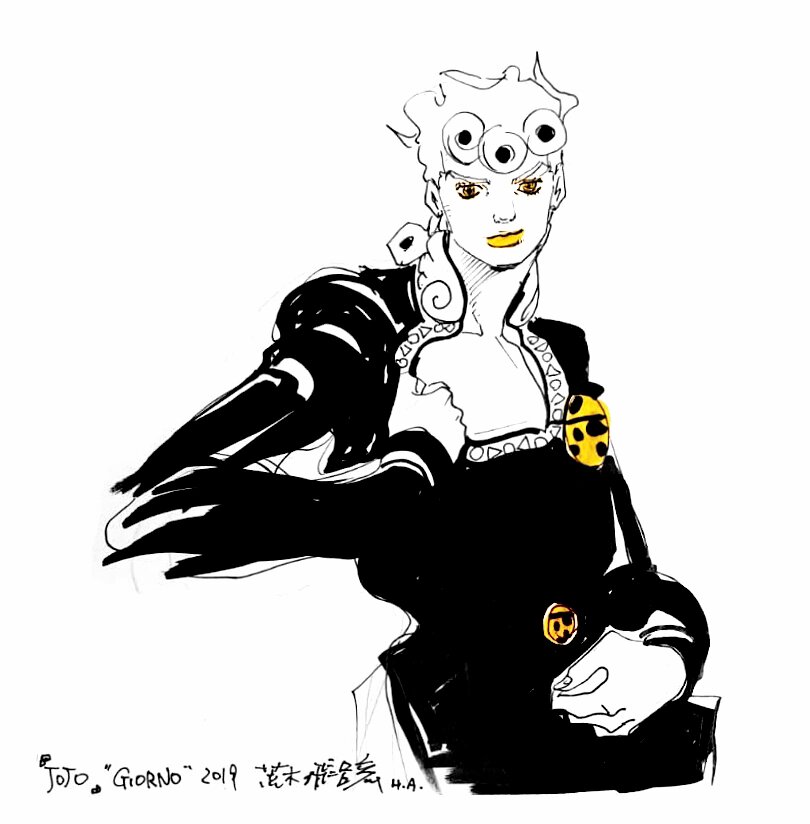 Educational authentic reference image (Lucca_2019_Giorno_Restored). — educational authentic (REAL) shikishi reference associated with Araki Hirohiko