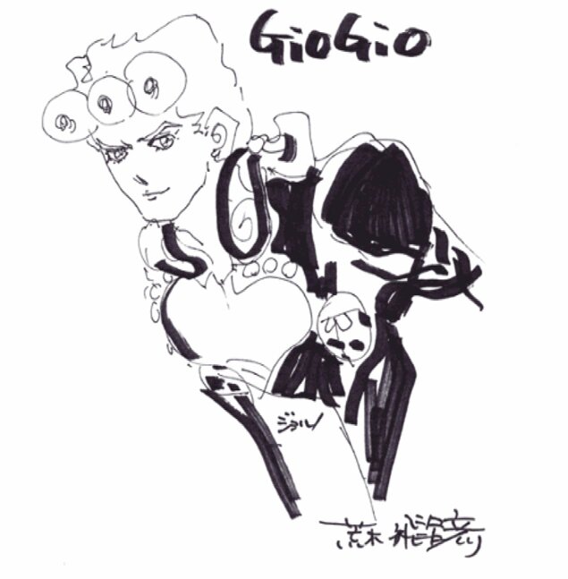 Educational authentic reference image (GioGioPS2_Sketch_01). — educational authentic (REAL) shikishi reference associated with Araki Hirohiko