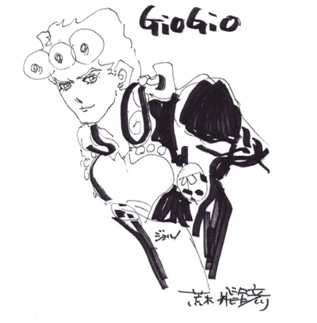 Educational authentic reference image (GioGioPS2_Sketch_01). — educational authentic (REAL) shikishi reference associated with Araki Hirohiko