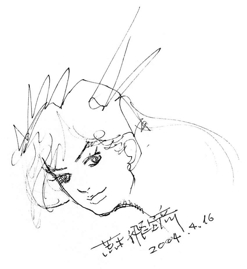 Educational authentic reference image (Gorgeous_Irene_2004_Sketch). — educational authentic (REAL) shikishi reference associated with Araki Hirohiko