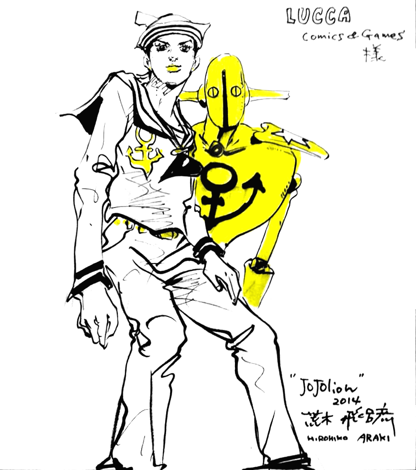 Educational authentic reference image (Lucca2014Restored). — educational authentic (REAL) shikishi reference associated with Araki Hirohiko