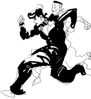 Educational authentic reference image (311px-Chapter_350_Tailpiece_A). — educational authentic (REAL) shikishi reference associated with Araki Hirohiko