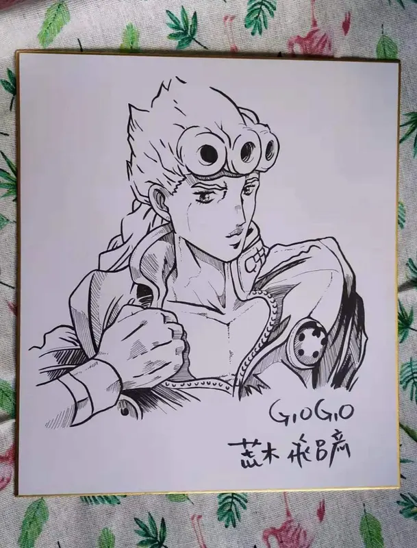 Educational counterfeit reference image (El-izilmi-ARAKI-HIROHIKO-mzal-Shikishi-kart-sanat-kurulu-s-n-rl-89B). — educational counterfeit (FAKE) shikishi reference associated with Araki Hirohiko