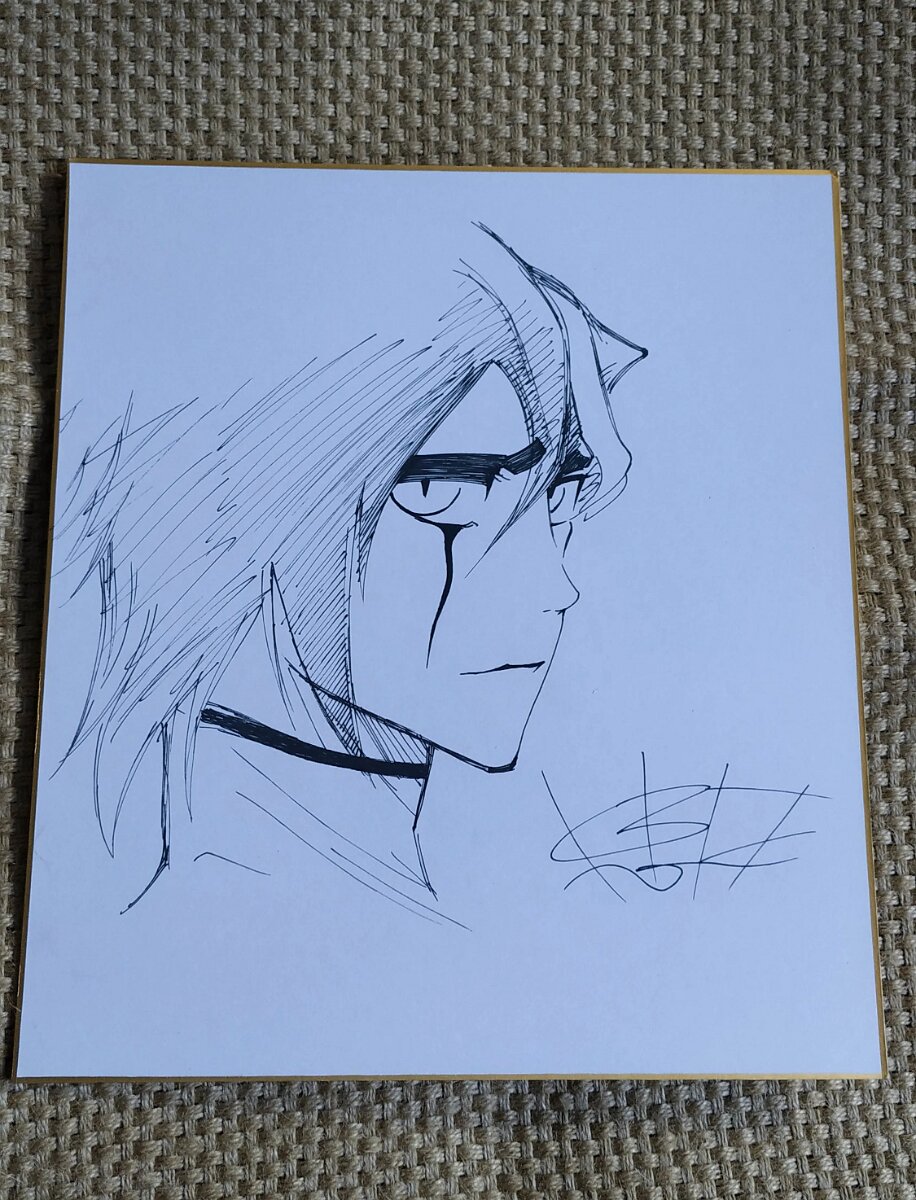 Educational counterfeit reference image (hand-drawn-Kubo-Taito-BLEACH-autographed-Shikishi-Card-Art-Board-limited-122020D). — educational counterfeit (FAKE) shikishi reference associated with Tite Kubo
