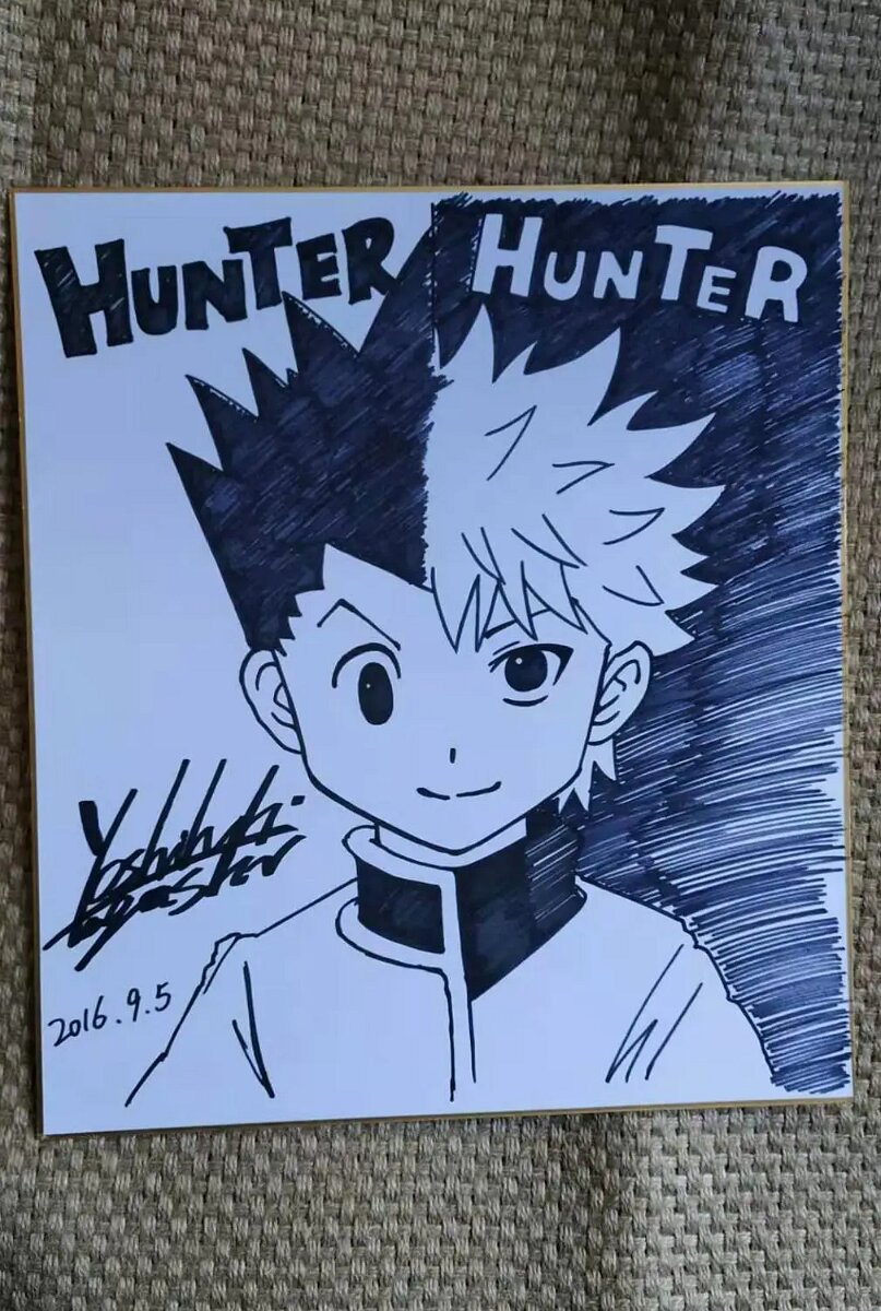 Educational counterfeit reference image (drawn-Togashi-Yoshihiro-YuYu-Hakusho-autographed-Shikishi-Card-Art-Board-1220C). — educational counterfeit (FAKE) shikishi reference associated with Yoshihiro Togashi