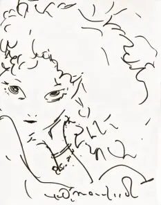 Educational authentic reference image (finalfantasyvi_character_main_relm_arrowny_unknown_sketch_by_yoshitaka_amano). — educational authentic (REAL) shikishi reference associated with Yoshitaka Amano