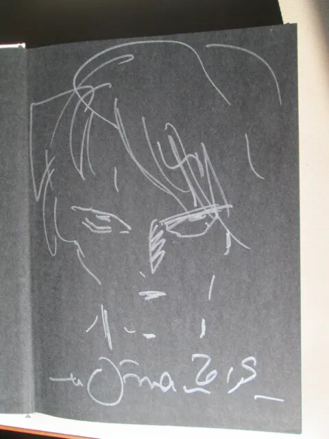 Educational authentic reference image (YOSHITAKA-AMANO-Hand-drawn-SKETCH-SIGNED-Final-Fantasy). — educational authentic (REAL) shikishi reference associated with Yoshitaka Amano