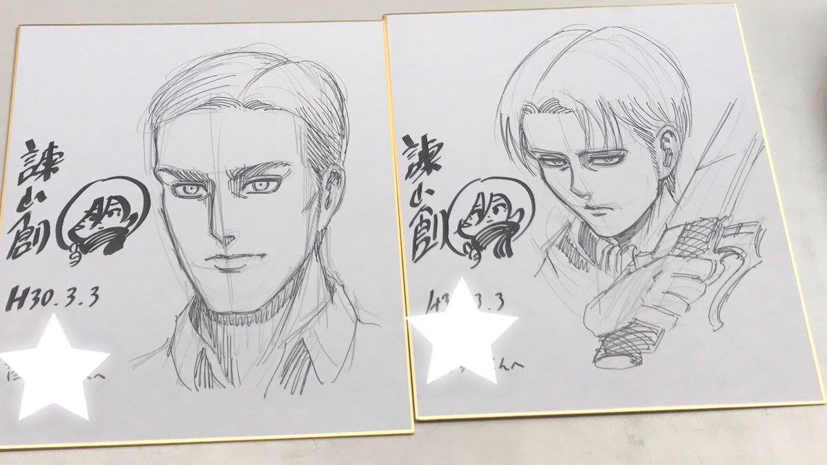 Educational authentic reference image (28515254_966565373503183_7685864046058581700_o). — educational authentic (REAL) shikishi reference associated with Hajime Isayama