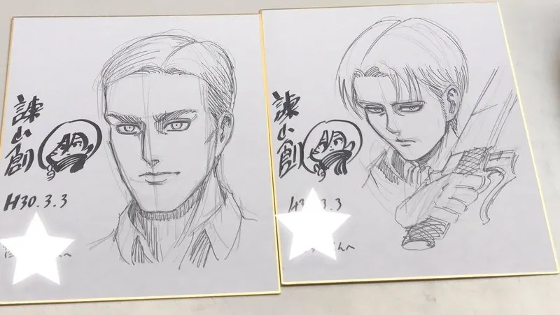 Educational authentic reference image (28515254_966565373503183_7685864046058581700_o). — educational authentic (REAL) shikishi reference associated with Hajime Isayama