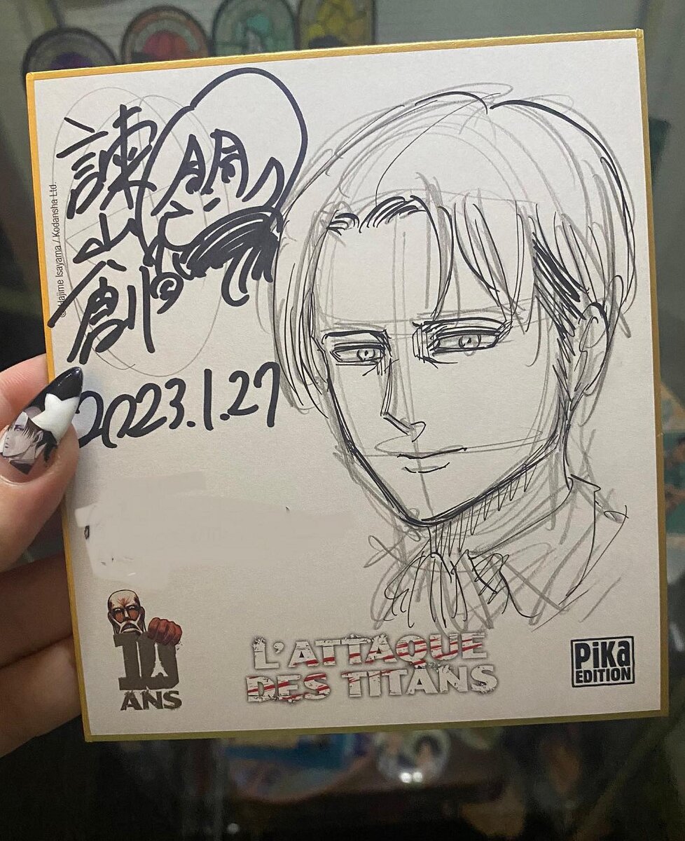 Educational authentic reference image (327970728_474391234711941_5475558472347429727_n). — educational authentic (REAL) shikishi reference associated with Hajime Isayama