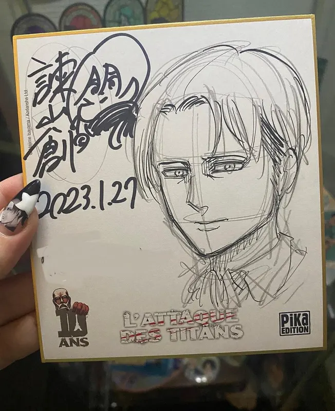 Educational authentic reference image (327970728_474391234711941_5475558472347429727_n). — educational authentic (REAL) shikishi reference associated with Hajime Isayama