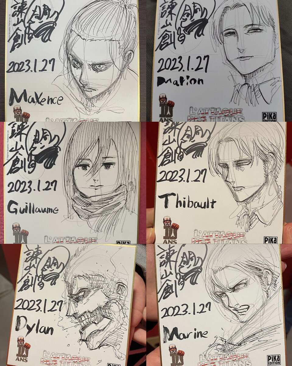 Educational authentic reference image (FngINwPXEAAihSd). — educational authentic (REAL) shikishi reference associated with Hajime Isayama