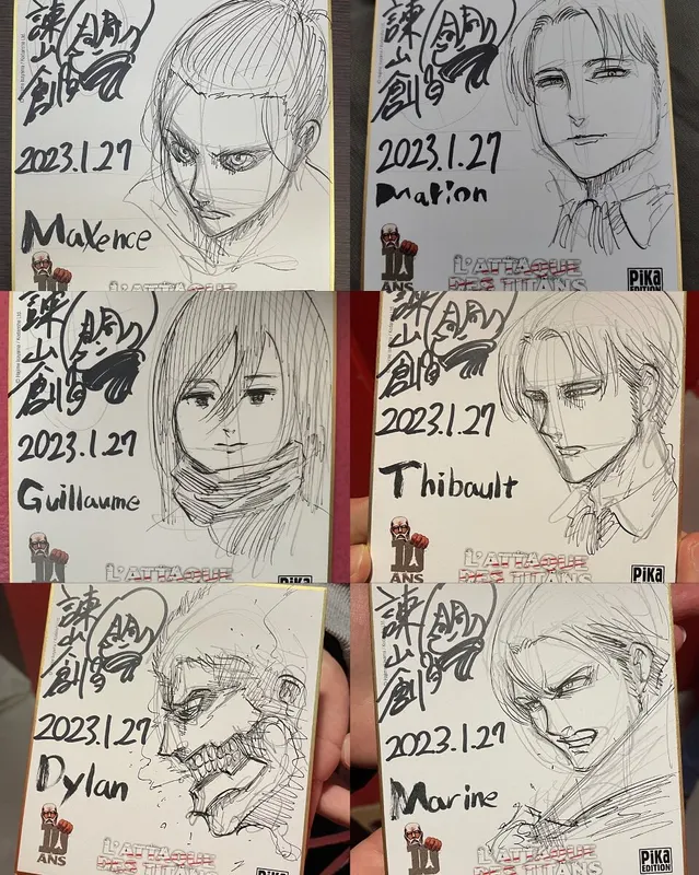 Educational authentic reference image (FngINwPXEAAihSd). — educational authentic (REAL) shikishi reference associated with Hajime Isayama