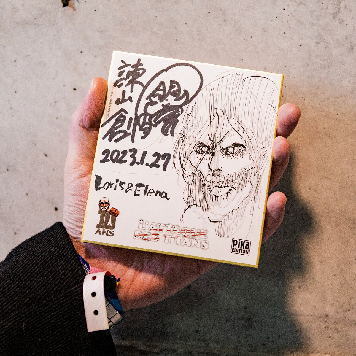 Educational authentic reference image (FnyrWIuX0AA4Z12). — educational authentic (REAL) shikishi reference associated with Hajime Isayama