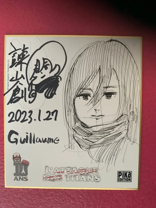 Educational authentic reference image (Fne_ztCXwAA5-pC). — educational authentic (REAL) shikishi reference associated with Hajime Isayama
