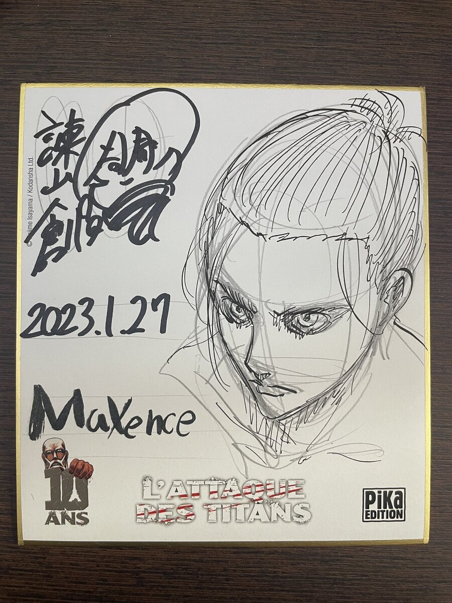 Educational authentic reference image (FnfrxHFXkB4_Uff). — educational authentic (REAL) shikishi reference associated with Hajime Isayama