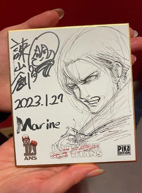 Educational authentic reference image (u=3233295418,2747851484&fm=253&app=120&f=JPEG). — educational authentic (REAL) shikishi reference associated with Hajime Isayama