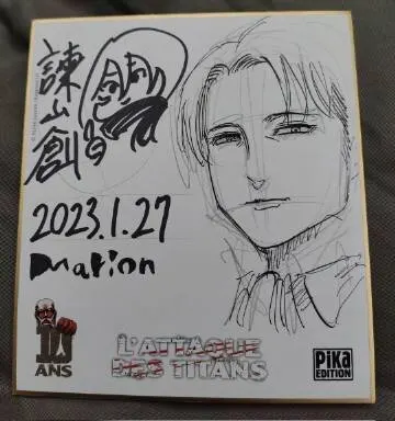 Educational authentic reference image (u=3174632722,3351784602&fm=253&app=138&f=JPEG). — educational authentic (REAL) shikishi reference associated with Hajime Isayama