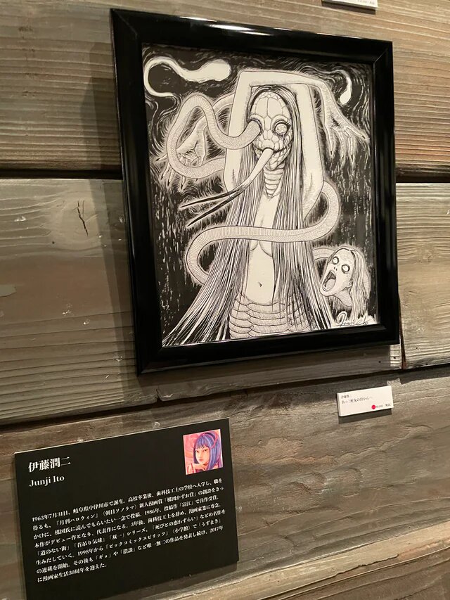 Educational authentic reference image (original-junji-ito-art-debuts-at-showa-mysterious-manga-v0-v2bfqji3ybw81). — educational authentic (REAL) shikishi reference associated with Junji ITO