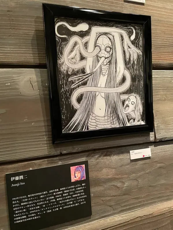 Educational authentic reference image (original-junji-ito-art-debuts-at-showa-mysterious-manga-v0-v2bfqji3ybw81). — educational authentic (REAL) shikishi reference associated with Junji ITO