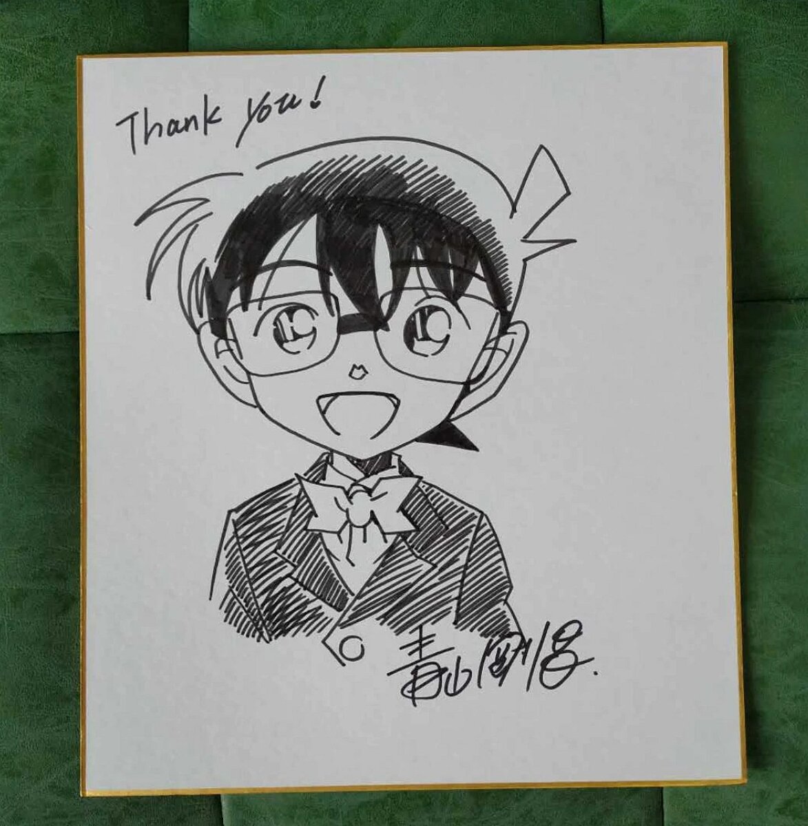 Educational counterfeit reference image (hand-drawn-Aoyama-G-sh-autographed-Detective-Conan-Shikishi-Board-rare-79D.jpg_Q90.jpg_). — educational counterfeit (FAKE) shikishi reference associated with Gosho Aoyama
