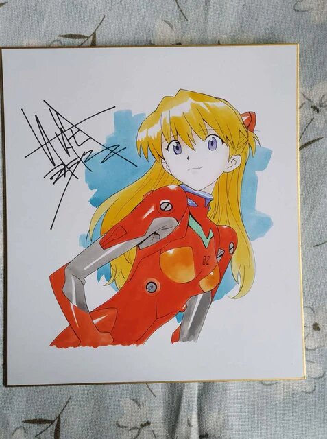 Educational counterfeit reference image (Ha6f365ac5ded4be4bed3562862b6ffc2c.jpg_640x640Q90.jpg_). — educational counterfeit (FAKE) shikishi reference associated with Yoshiyuki Sadamoto