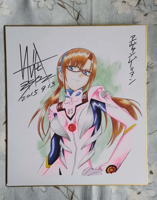 Educational counterfeit reference image (H1120d9eef9fa484cb1f2715270102316q.jpg_640x640Q90.jpg_). — educational counterfeit (FAKE) shikishi reference associated with Yoshiyuki Sadamoto