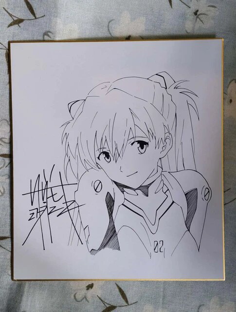 Educational counterfeit reference image (Hcb6e87e2e2af464fbe2616c3027f93c54.jpg_640x640Q90.jpg_). — educational counterfeit (FAKE) shikishi reference associated with Yoshiyuki Sadamoto