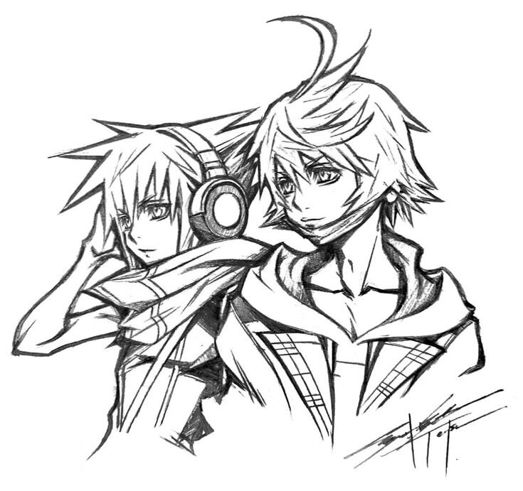 Educational authentic reference image (Neku and Rindo Sketch by Nomura - Neo_ The World Ends with You Art Gallery). — educational authentic (REAL) shikishi reference associated with Tetsuya Nomura