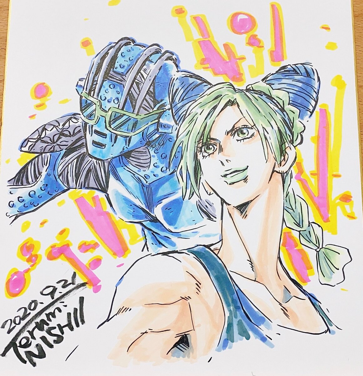 Educational authentic reference image (TnishiiJolyneColored). — educational authentic (REAL) shikishi reference associated with Terumi Nishii
