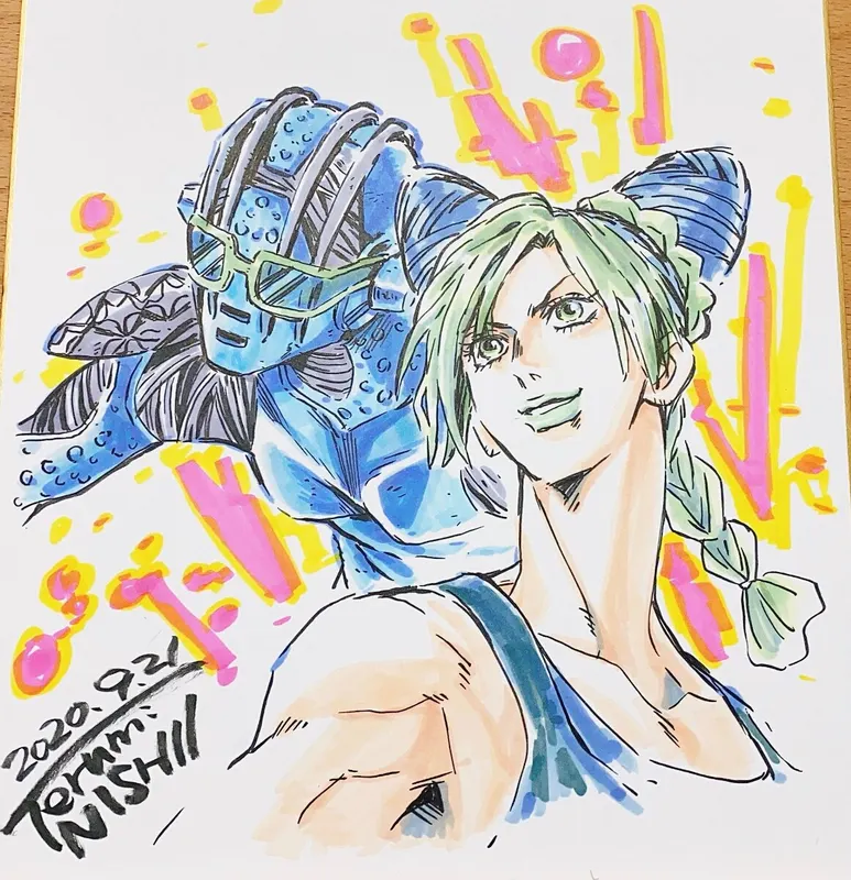 Educational authentic reference image (TnishiiJolyneColored). — educational authentic (REAL) shikishi reference associated with Terumi Nishii