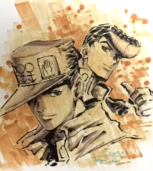 Educational authentic reference image (TNishii_Jotaro_Josuke_Jan_3_2017). — educational authentic (REAL) shikishi reference associated with Terumi Nishii