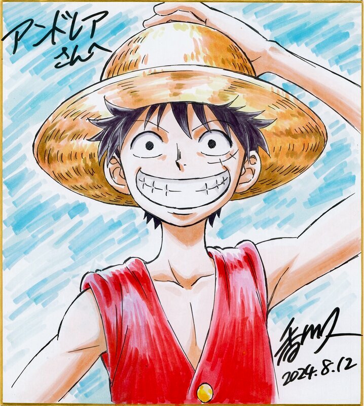 Educational authentic reference image (one-piece--monkey-d-luffy--d-2uz7). — educational authentic (REAL) shikishi reference associated with Hisashi Kagawa