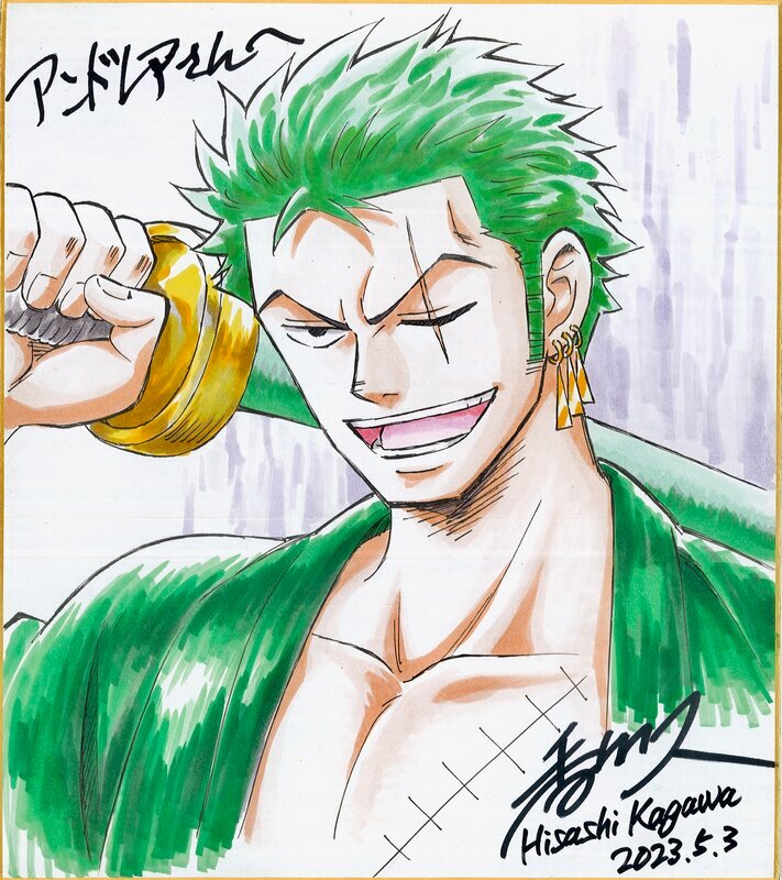 Educational authentic reference image (one-piece--roronoa-zoro-2uvk). — educational authentic (REAL) shikishi reference associated with Hisashi Kagawa