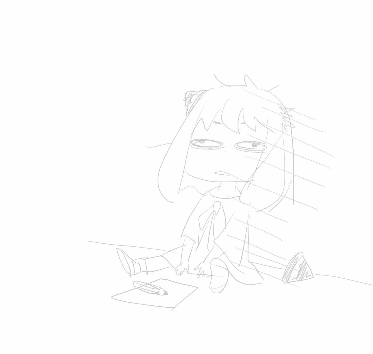 Educational authentic reference image (Very_Tired_Anya_Illustration). — educational authentic (REAL) shikishi reference associated with Tatsuya Endo