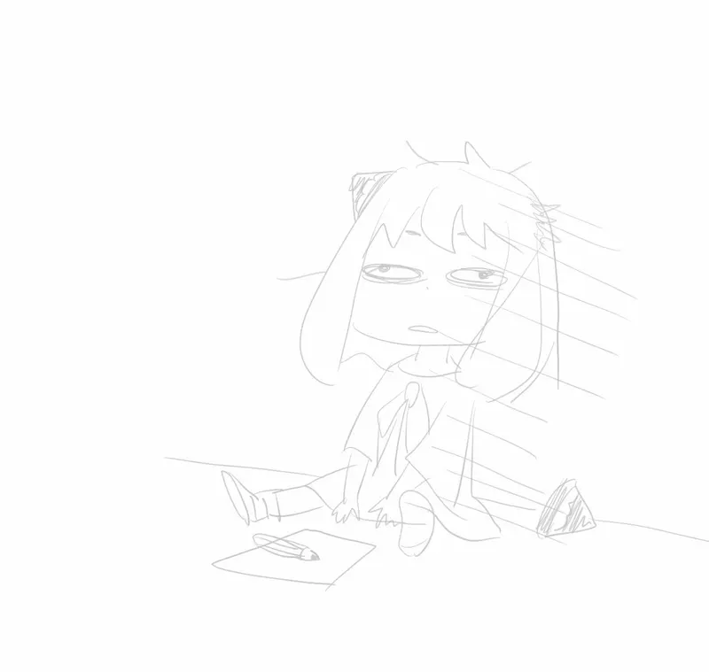 Educational authentic reference image (Very_Tired_Anya_Illustration). — educational authentic (REAL) shikishi reference associated with Tatsuya Endo