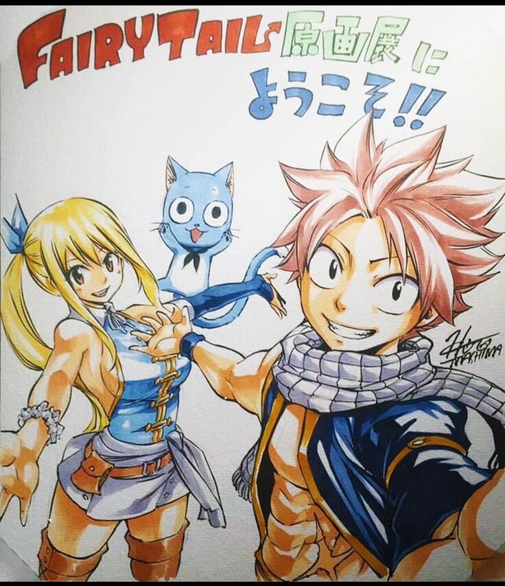 Educational authentic reference image (Fairy Tail Natsu And Lucy(2)). — educational authentic (REAL) shikishi reference associated with Hiro Mashima