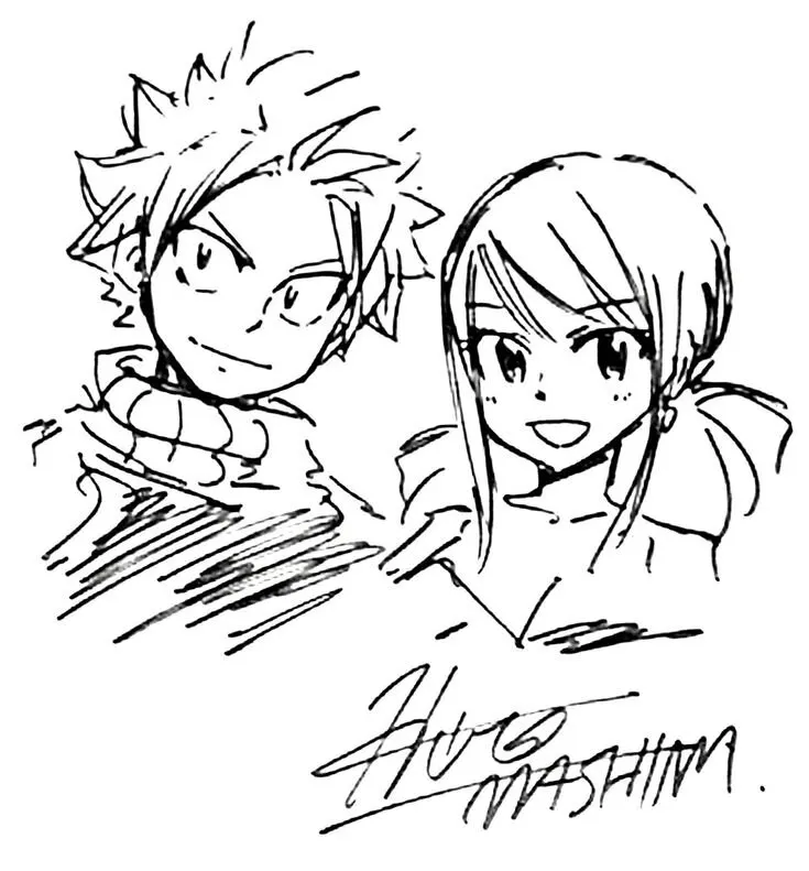Educational authentic reference image (Natsu Sketch). — educational authentic (REAL) shikishi reference associated with Hiro Mashima