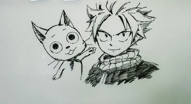 Educational authentic reference image (Natsu Fairy Tail(3)). — educational authentic (REAL) shikishi reference associated with Hiro Mashima