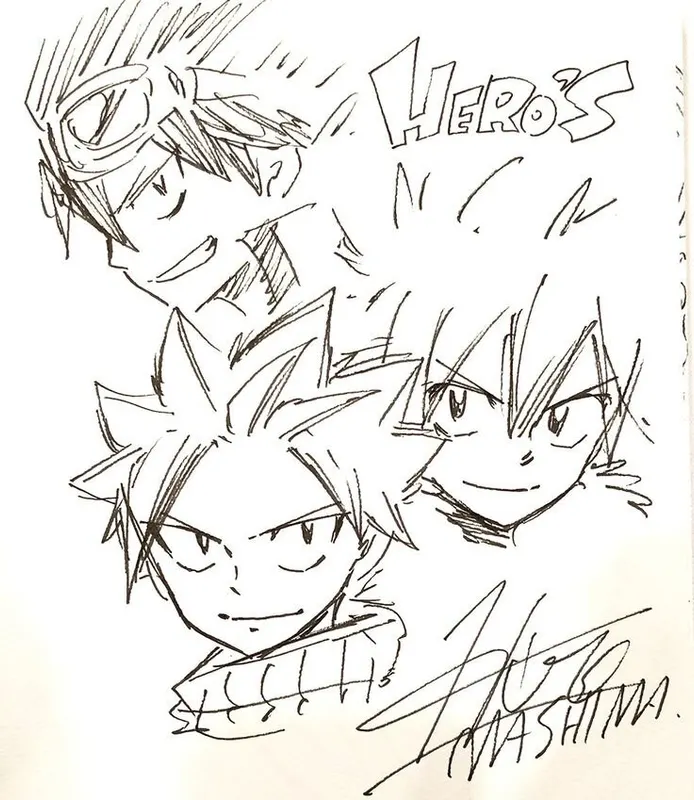 Educational authentic reference image (Hiro Mashima Art Nalu). — educational authentic (REAL) shikishi reference associated with Hiro Mashima