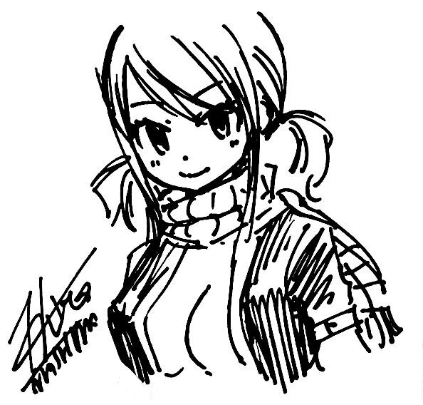 Educational authentic reference image (Lucy Wearing Natsu Clothes(1)). — educational authentic (REAL) shikishi reference associated with Hiro Mashima