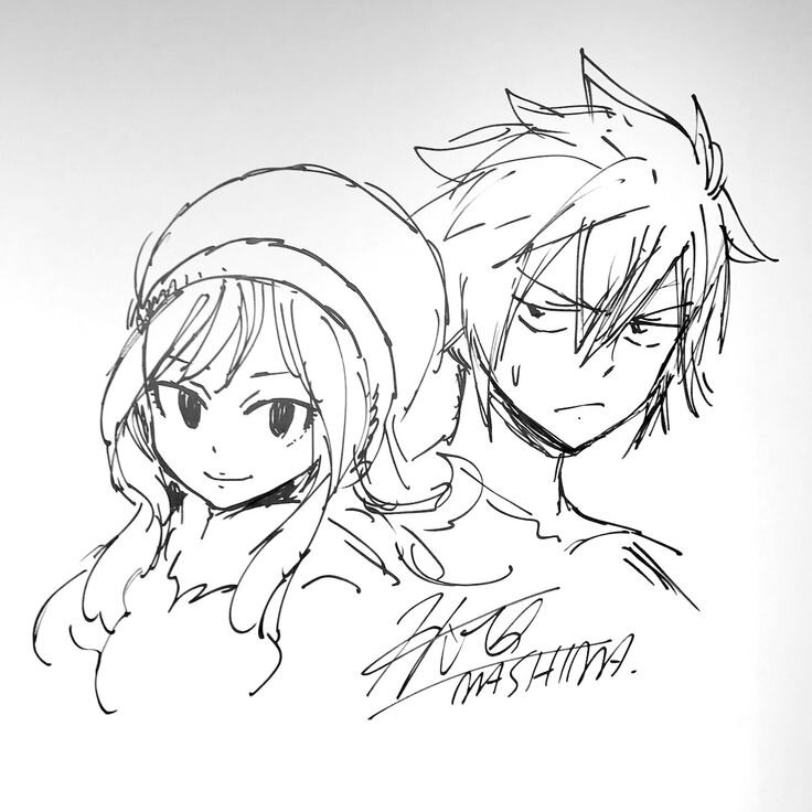 Educational authentic reference image (Juvia And Gray Official Art). — educational authentic (REAL) shikishi reference associated with Hiro Mashima